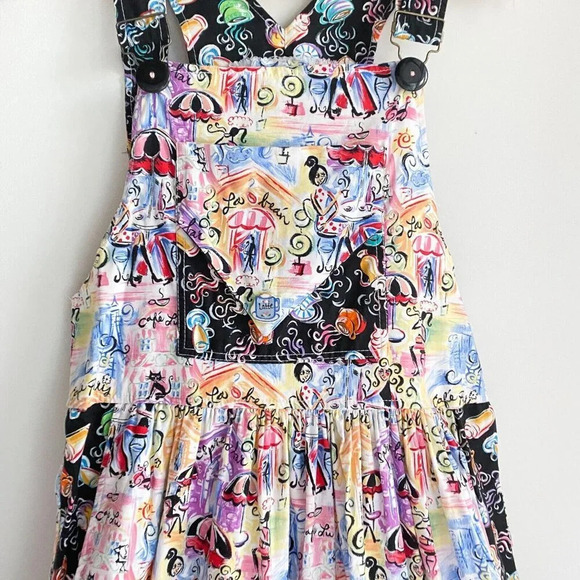Dee's Designs Handmade Parisian  CAfe Print Pinafore Dress S - Picture 9 of 10